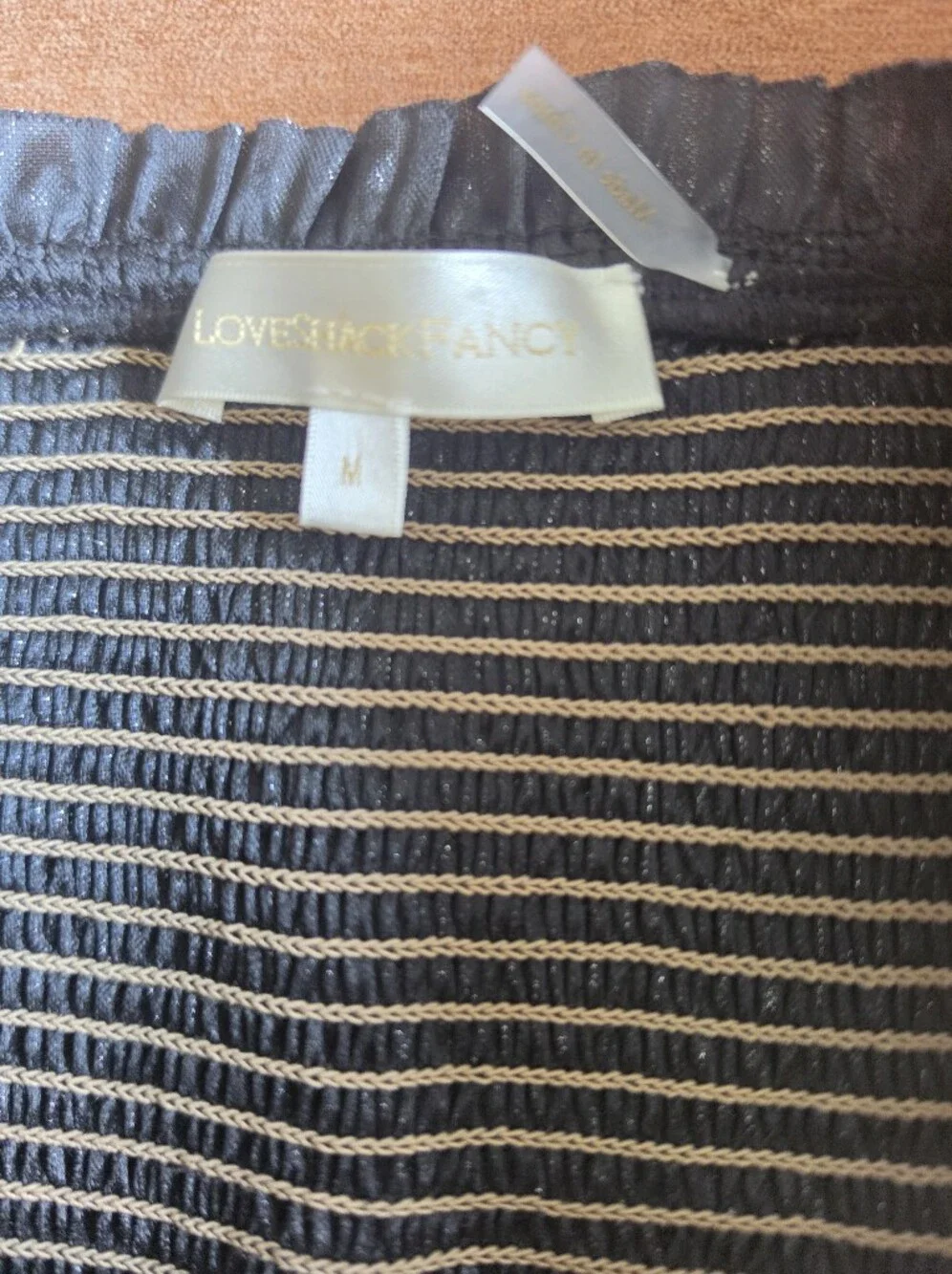 LoveShackFancy Missy Shine Crop Top & Nolita Skirt Set Metallic Gold Sz M
